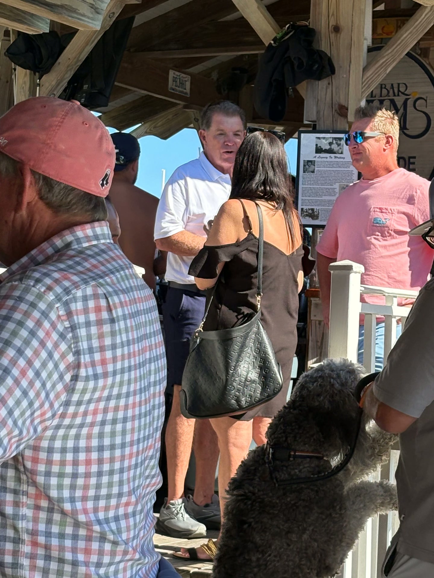 Dave Ferguson talking with residents at a local restaurant